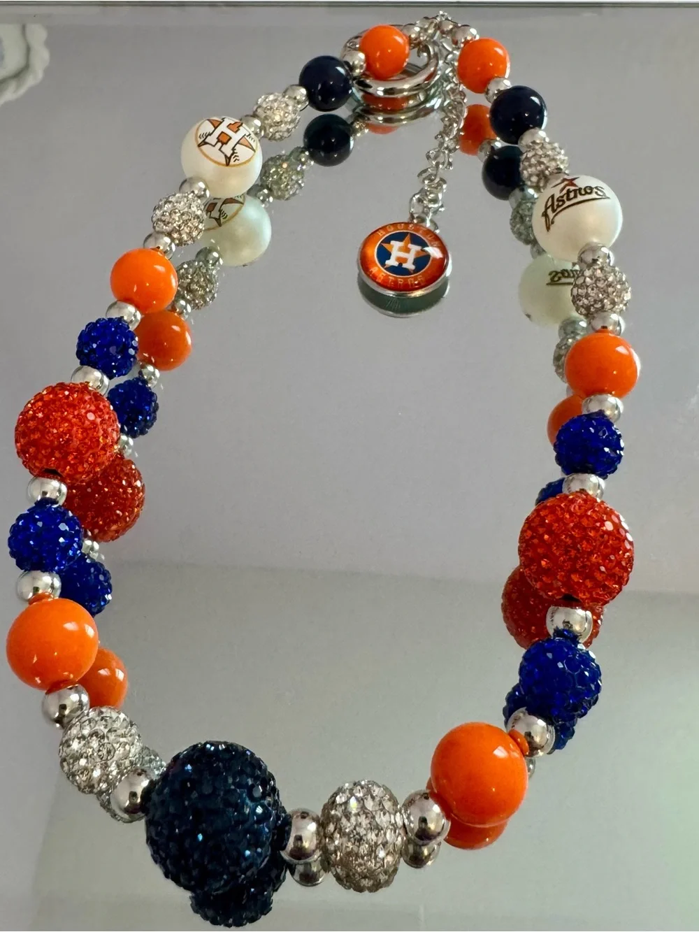 New Houston Astros Orange & Navy Beaded Charm Phone Chain/Bag Chain